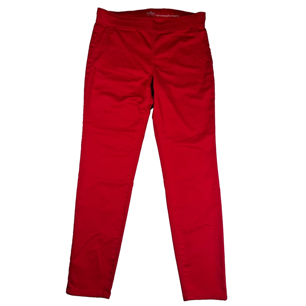 Soho Jeans Red High Waist Pull On Leggings Womens Large Stretch Pants